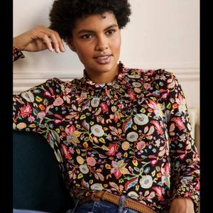 Boden Smocked Neck Jersey Top